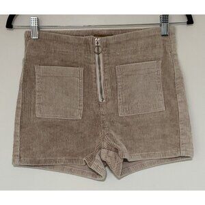 POL Women’s Tan High Rise Corduroy Zip Front Shorts Size Small
